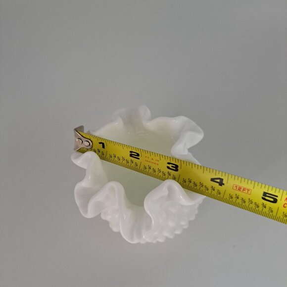 Fenton Hobnail Ruffled White Milk Glass Bowl - Picture 3 of 11